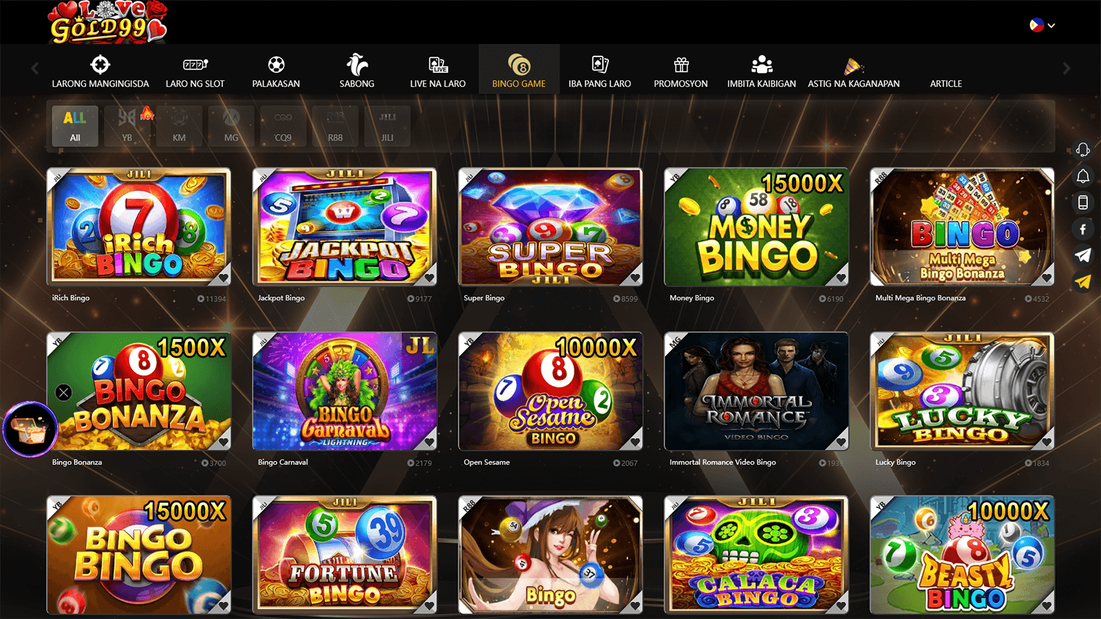 Gold99 Casino Homepage