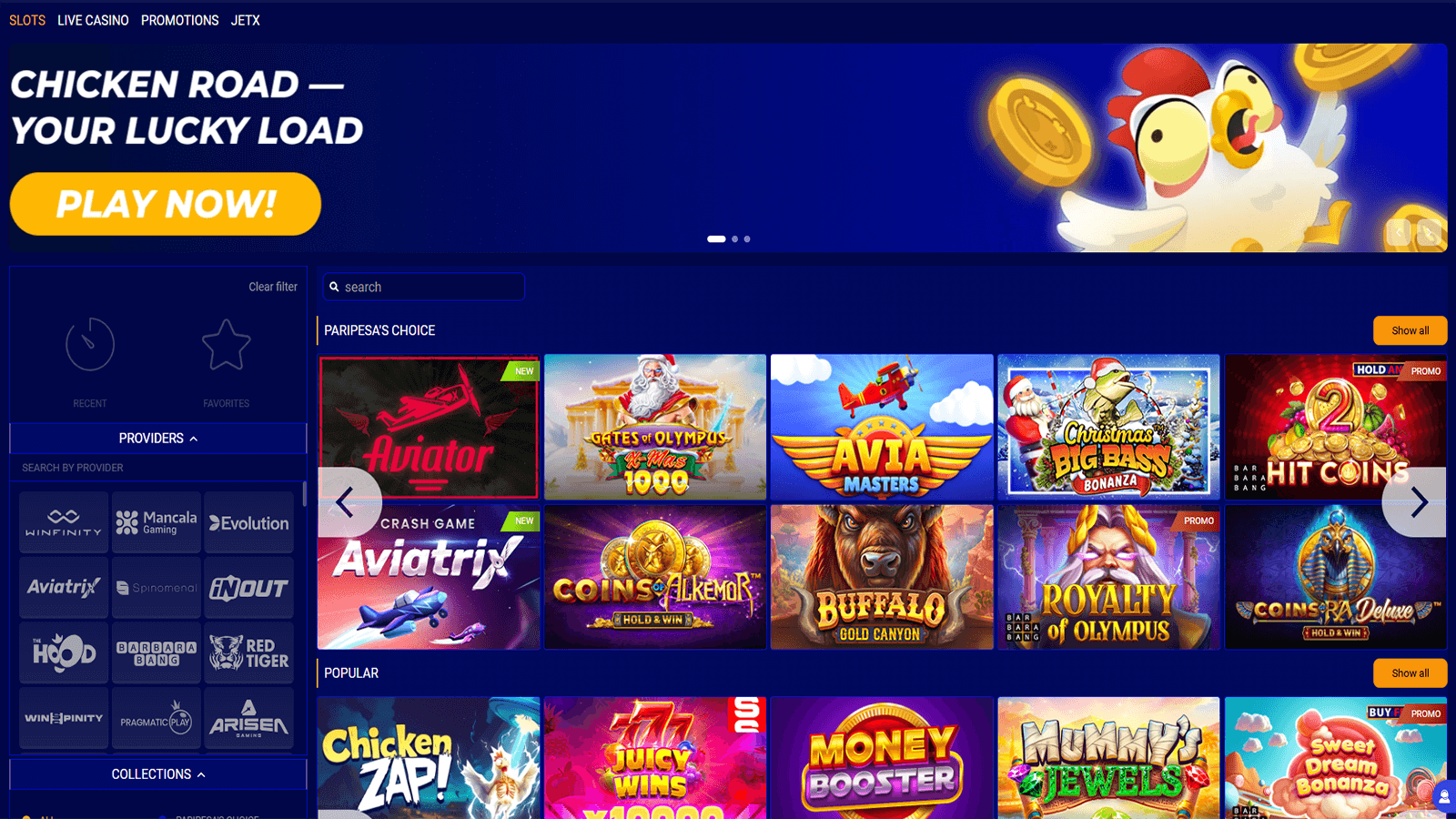 PariPesa Casino Games