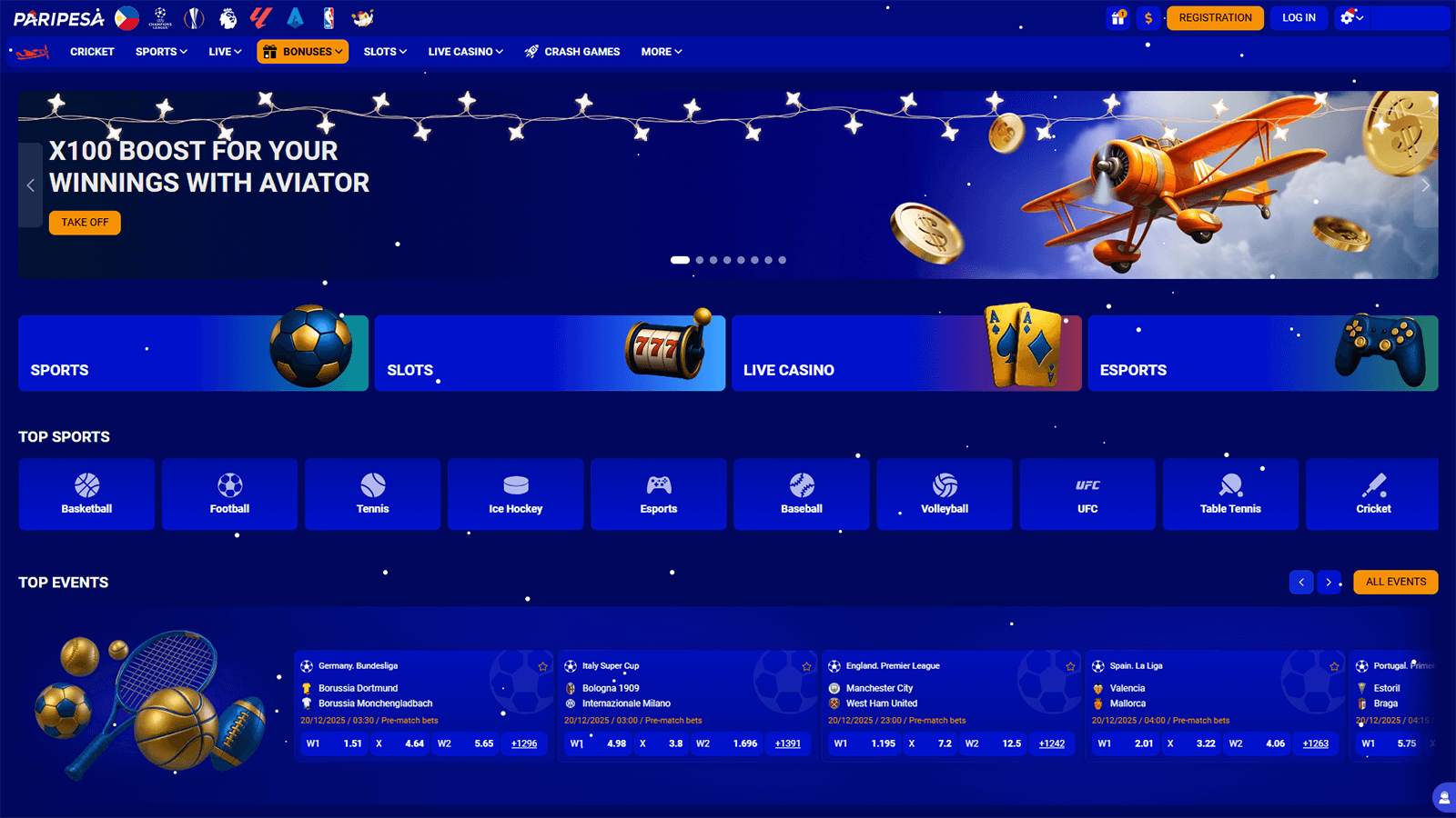 PariPesa Casino Homepage in Philippines