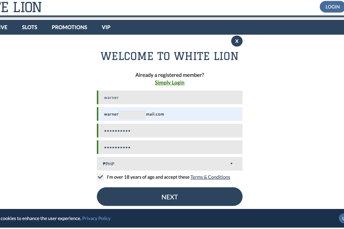 how to deposit WhiteLion step